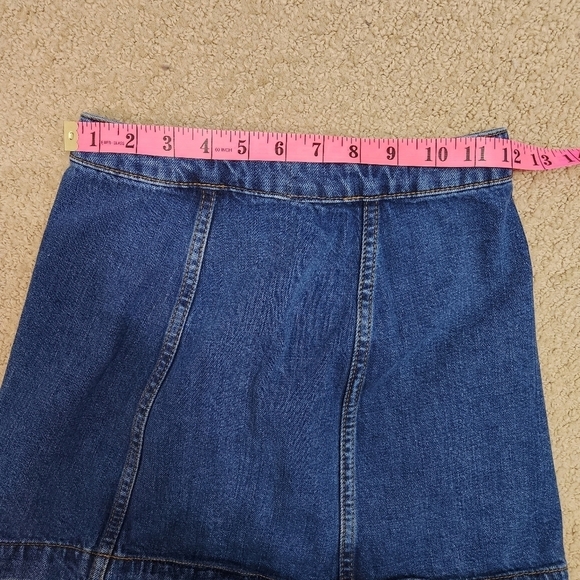 Topshop Button Front Western Denim Mini Skirt Size 2 - Picture 6 of 7